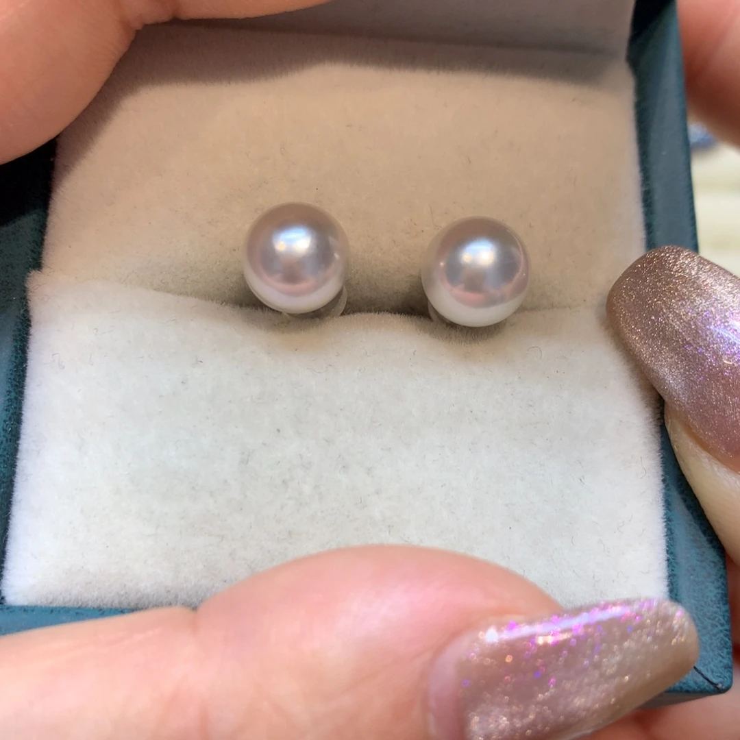 银S925镶嵌海水珍珠耳饰