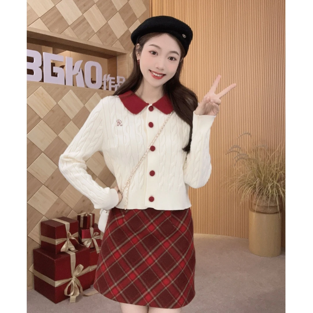 碧高小个子女装  新款秋冬毛织上下套裙