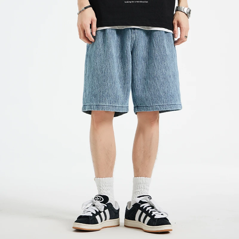 牛仔裤2025新款爆款夏季提花设计纯棉宽松直筒休闲百搭牛仔短裤