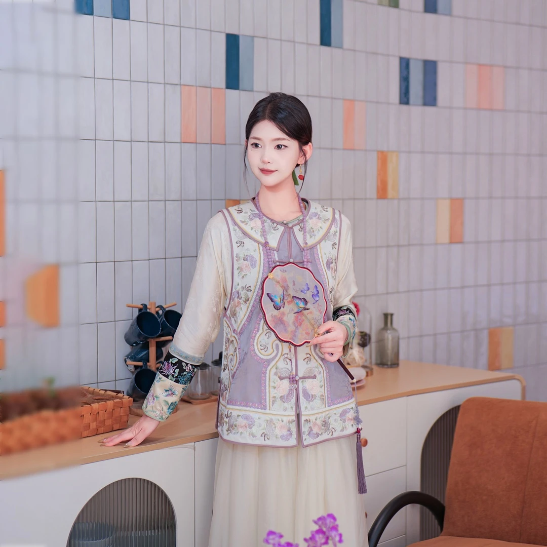 一枕槐安·【夕颜】新中式刺绣复古马甲中国风重工刺绣女士原创设计