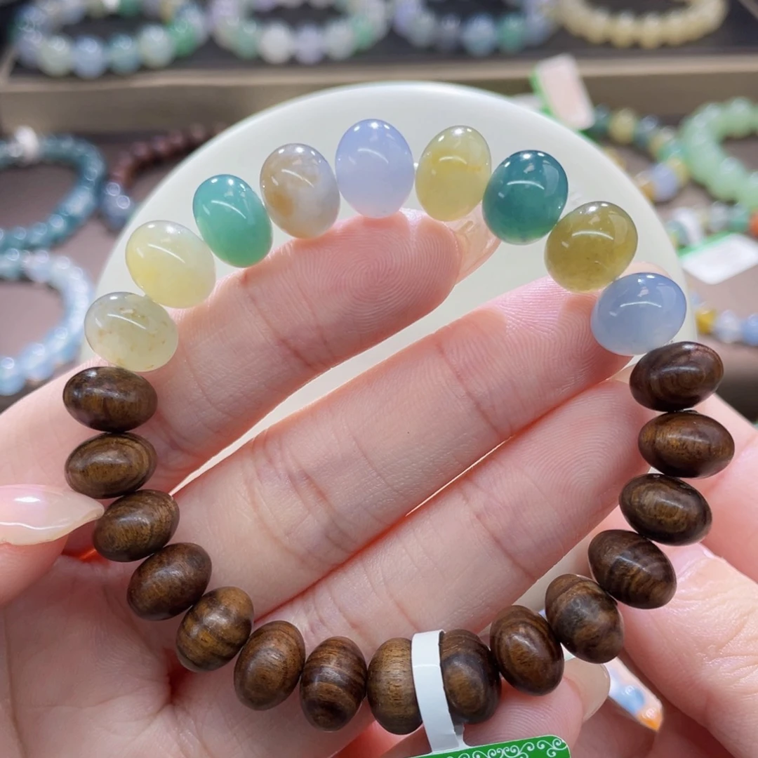 未镶嵌手链翡翠油润鼓珠卡10+