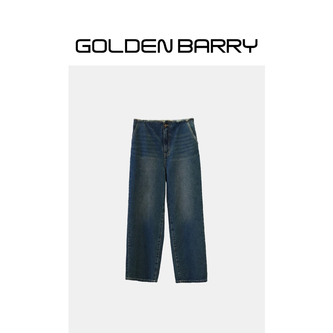 GOLDENBARRY【3.8专享】501099个性毛边阔腿牛仔裤