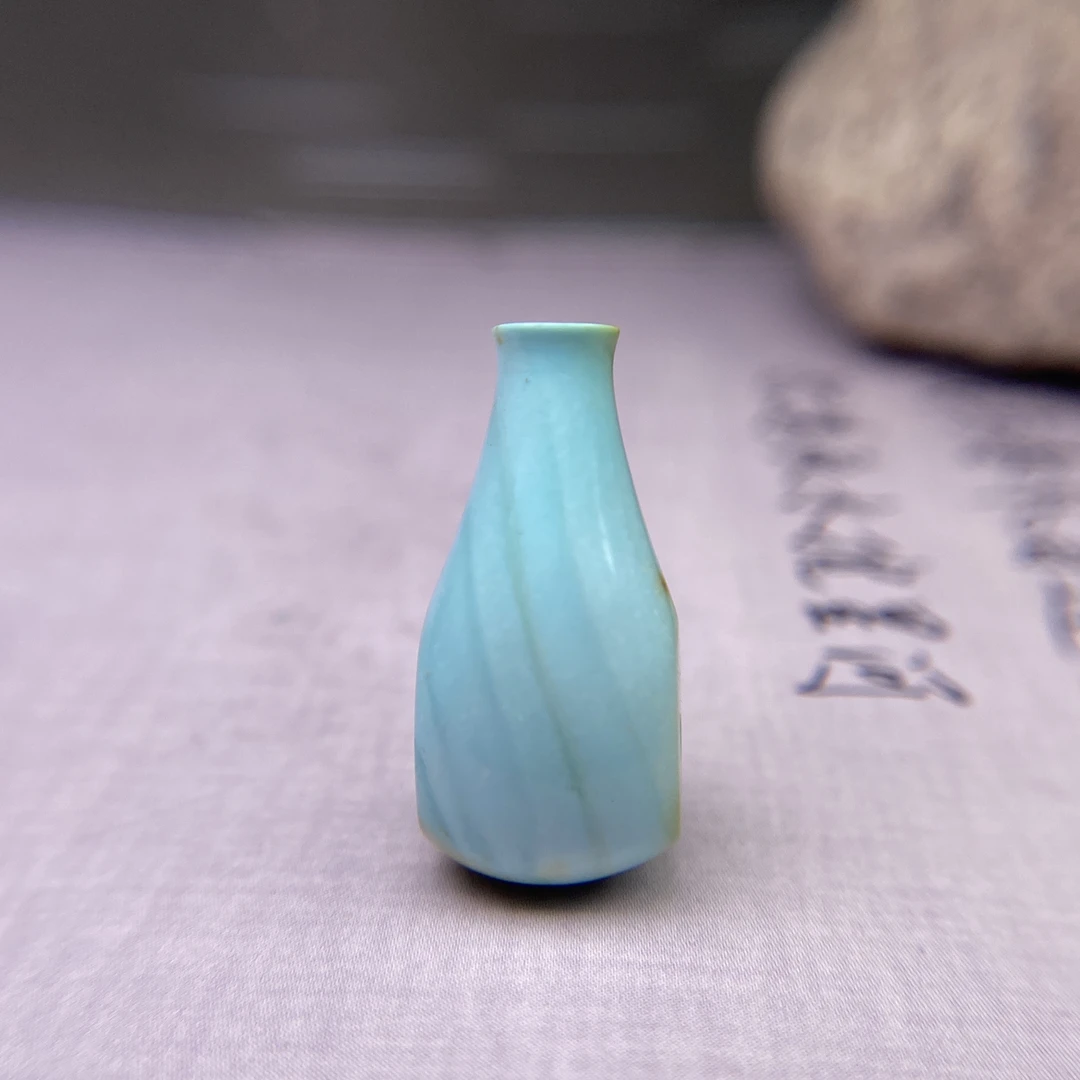 原矿湖北绿松石高瓷特色水波纹三通