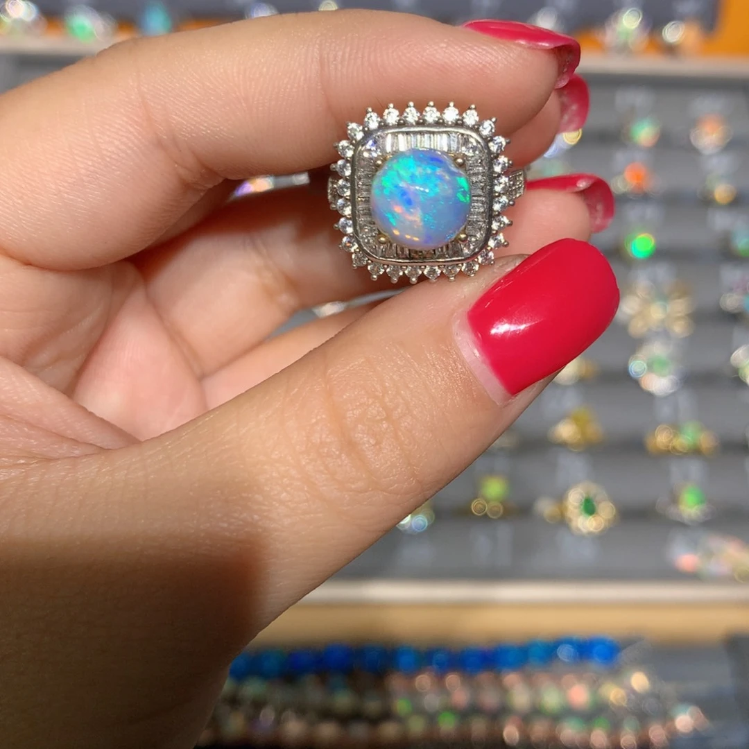 银S925镶嵌欧泊欧泊戒指l