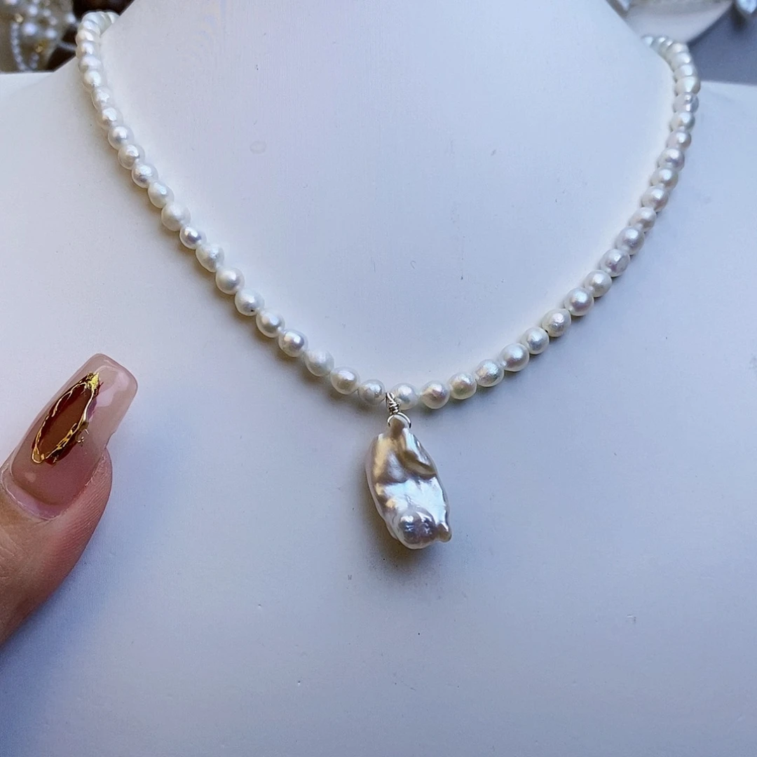 淡水珍珠颈饰银S925镶嵌