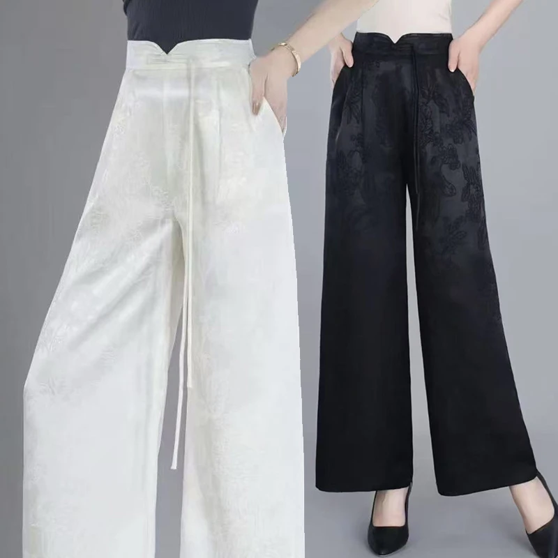 8859(现货)复古重工提花气质新中式中国风时尚百搭休闲裤 2025夏