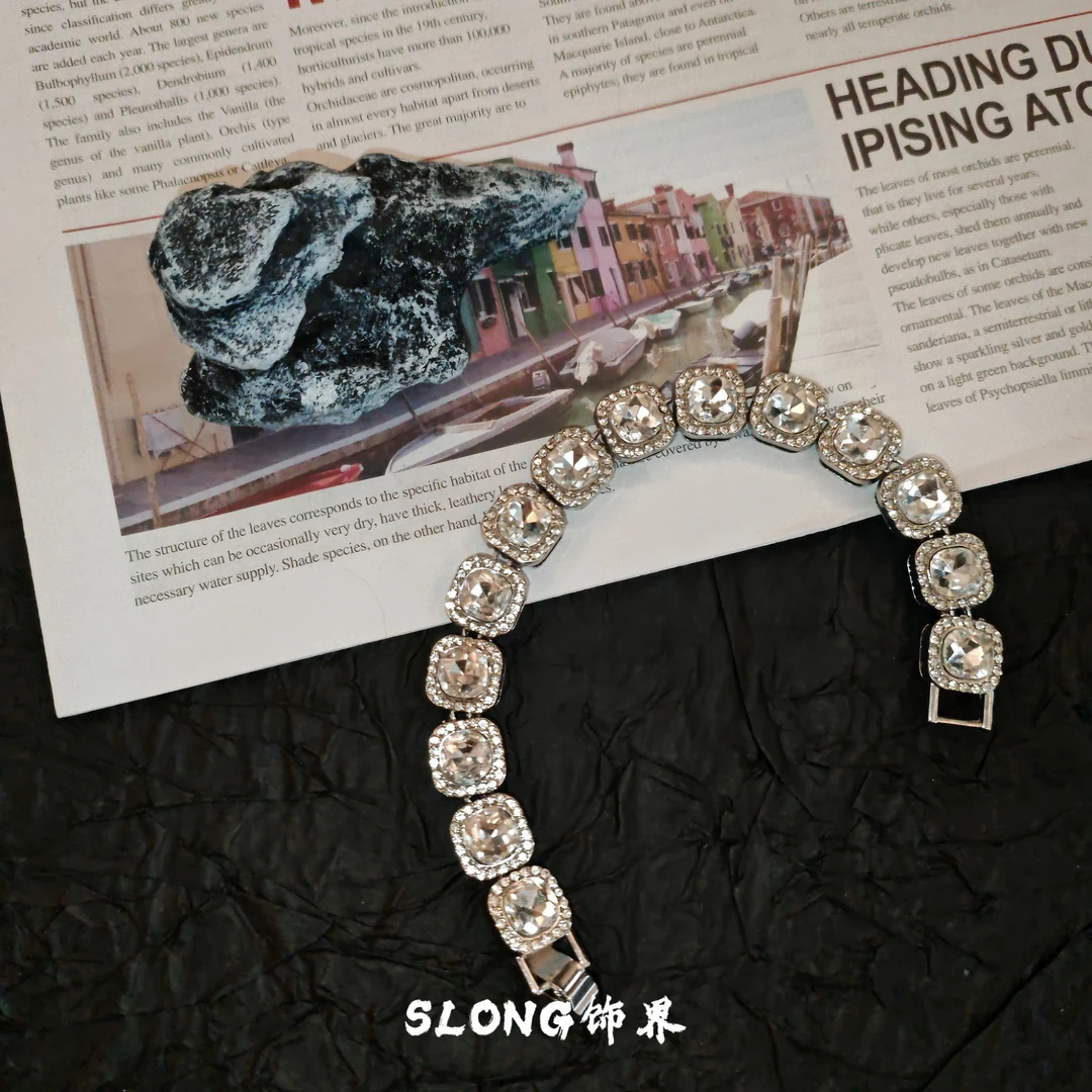 合金锆石手链 逆爱池骋田栩宁同款方糖锆石手链镶钻轻奢百搭