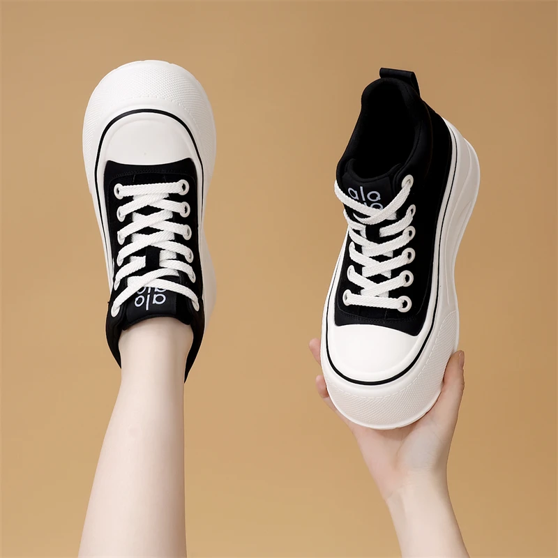 学院风厚底增高时尚高帮鞋女2025秋季新款薄绒舒适软底显瘦休闲鞋