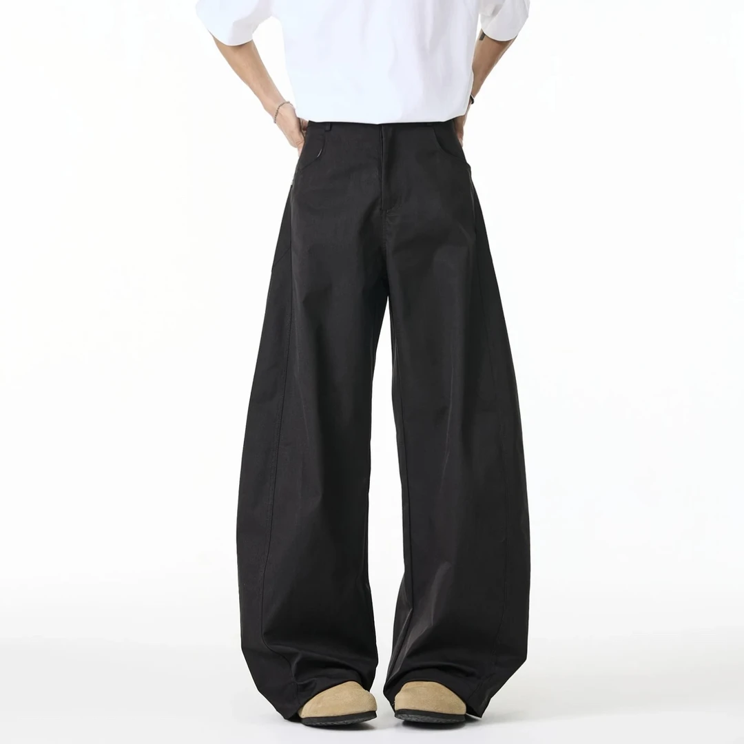 新款解构弯刀裤男女潮韩版宽松直筒休闲长裤极简风口袋垂感百搭款