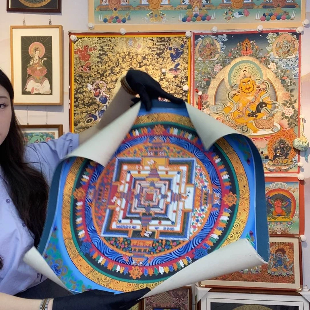 卷轴画纯手绘时轮金刚坛城唐卡