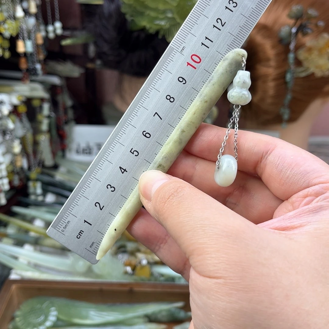 蛇纹石玉发饰未镶嵌默认微瑕岫玉发簪