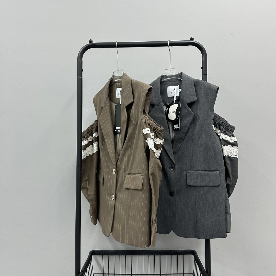 轻奢气场强大洋气休闲小众女装设计感露肩2025春夏新款西装外套