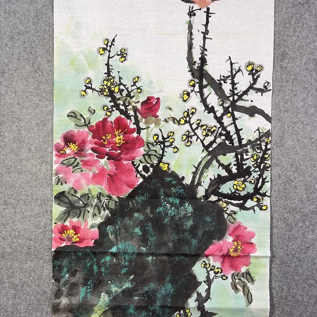 国画434 花鸟在此鸣叫的声响声