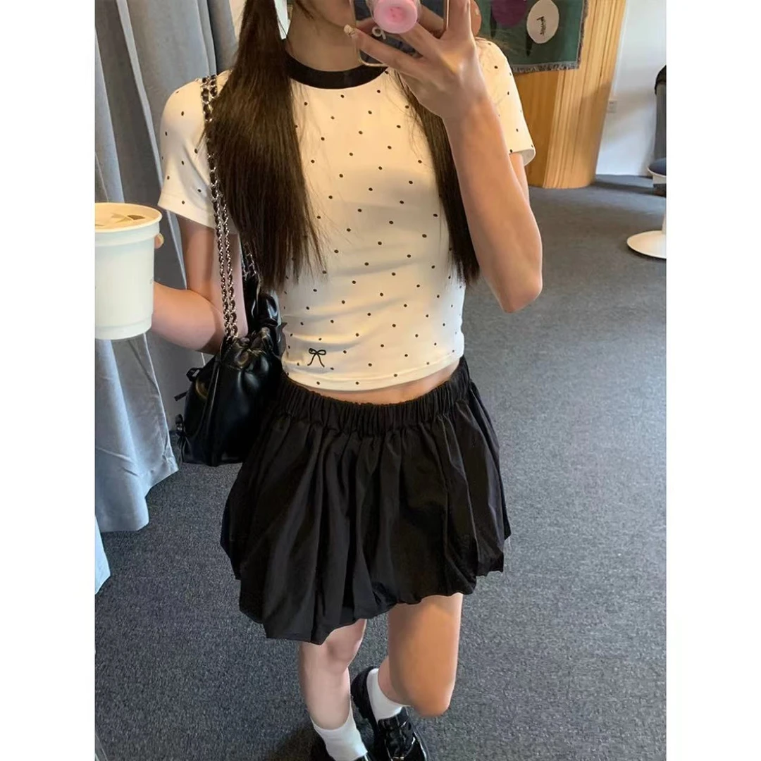 徐秋阳  俏皮学妹  百搭时尚休闲气质设计感春夏新款短袖短裙