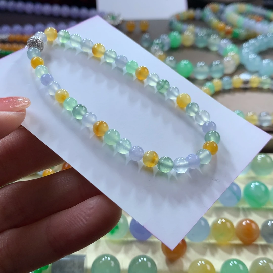 翡翠手链未镶嵌冰幻彩卡4.8-5.3