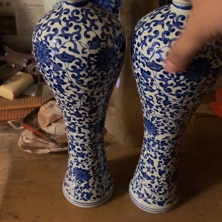 陶瓷旗袍瓶子一对兰花