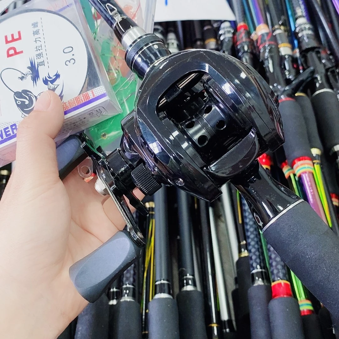 黑色螺纹款枪柄2.1米加水滴轮整套带线代饵