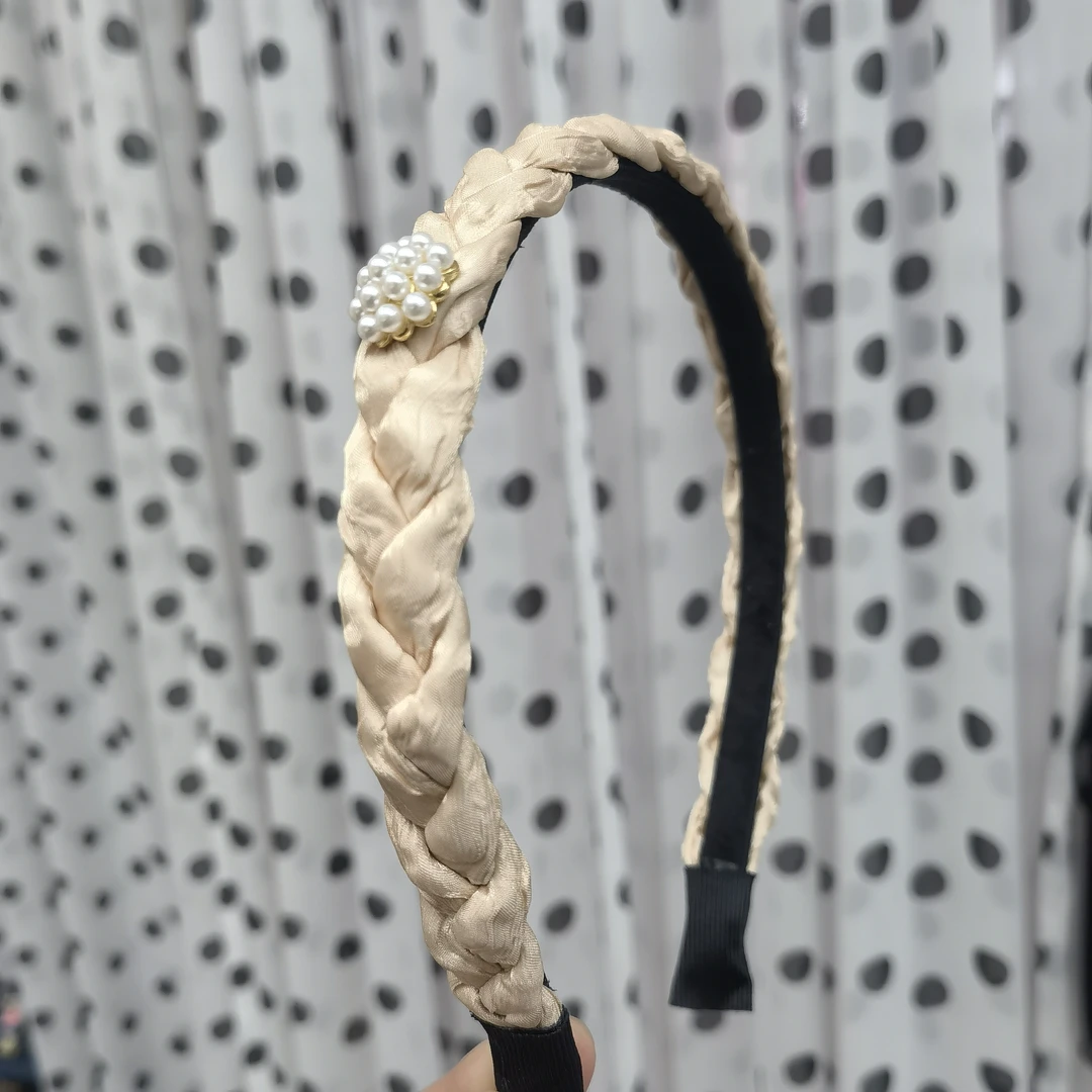 A790米色编织珠发箍