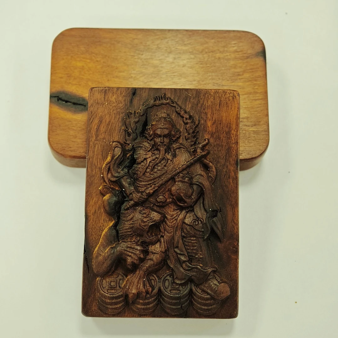 雷击枣木精雕五路赵公明挂牌吊牌雷纹吊坠挂件