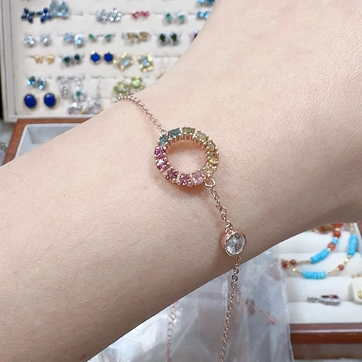 碧玺手链银S925镶嵌手链