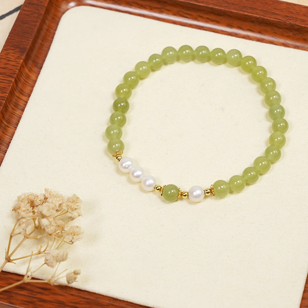 天然和田玉单圈淡水珍珠精品时尚手串QF-A157（多样性发一）