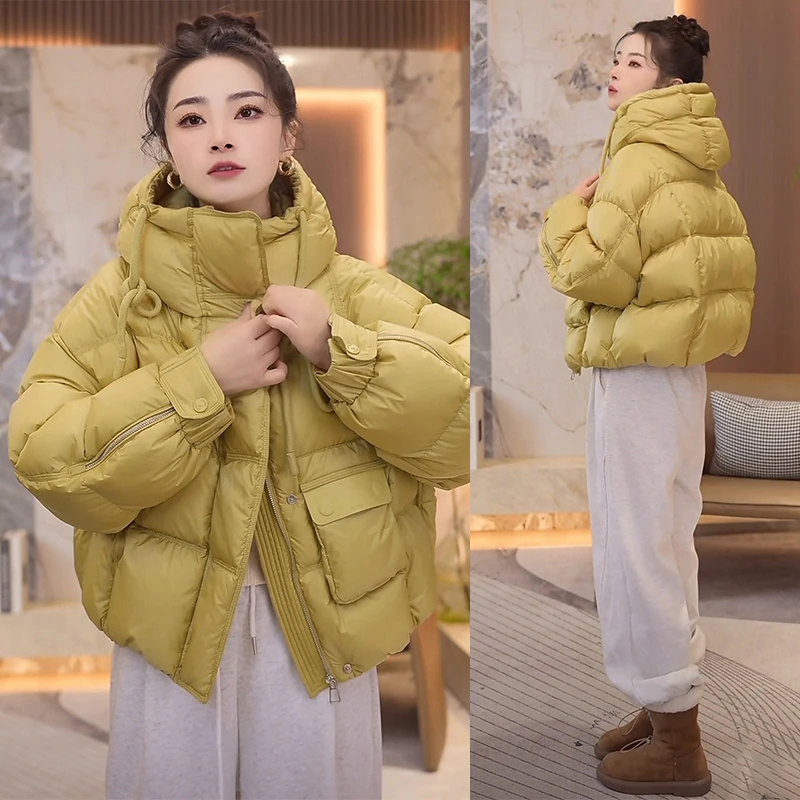 韩版纯色显瘦短款棉服女士2024秋冬新款时尚小个子设计感洋气外套