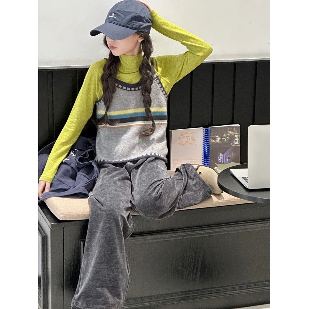 K29664孙小美韩系女童针织背心2025秋装新款儿童毛衣上衣春秋吊带