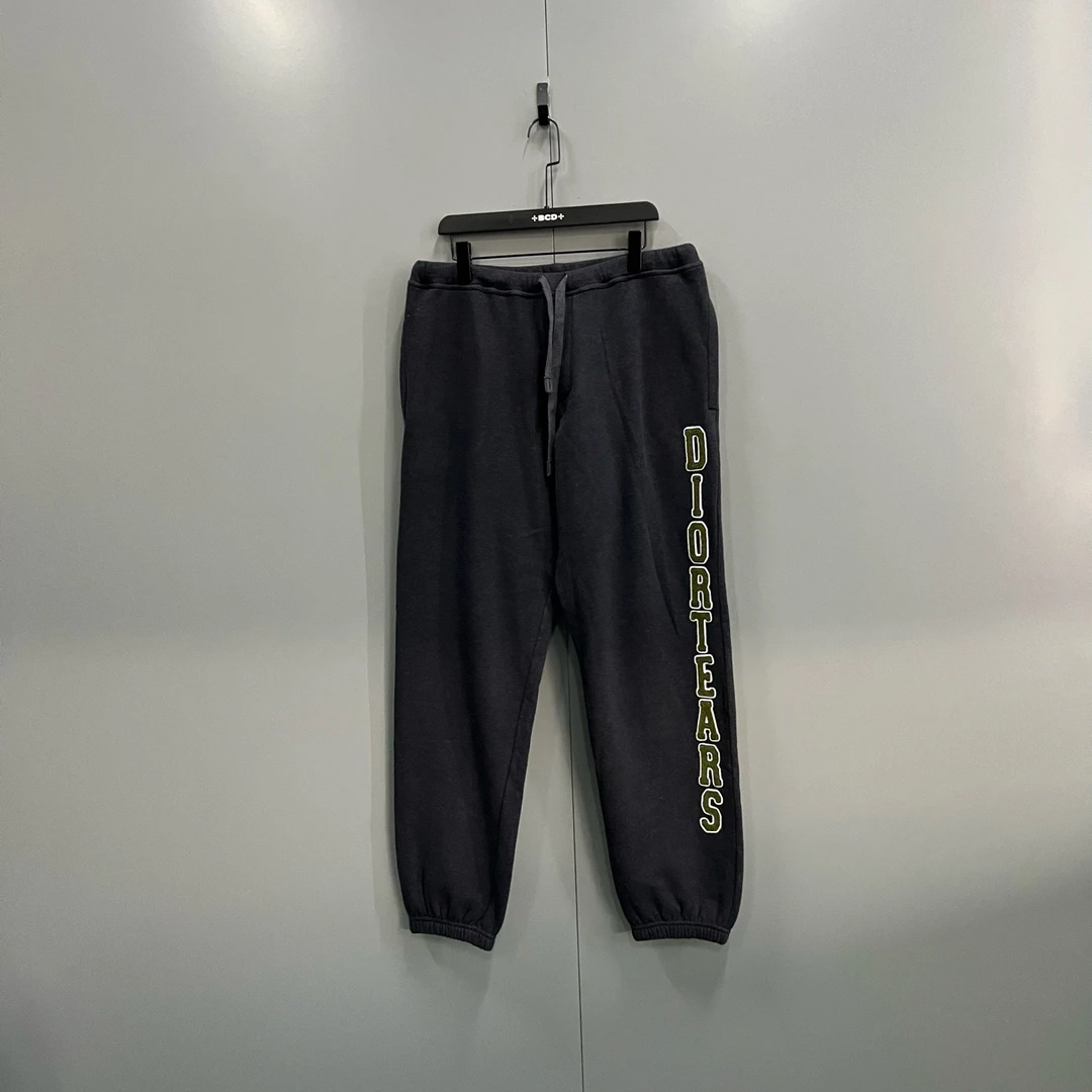 未使用 DIOR/迪奥 (ll) 煤灰色刺绣logo运动裤 XXXL码/020488
