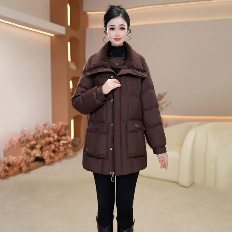冬季新款气质中长款时尚百搭白鸭绒羽绒服【822#】
