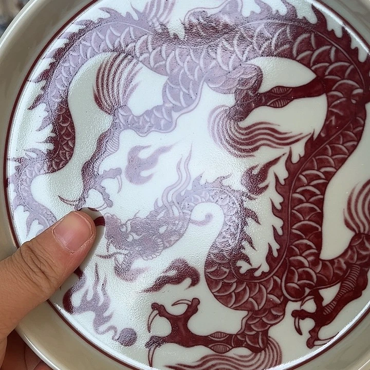杯景德镇釉里红铠甲龙大壶承