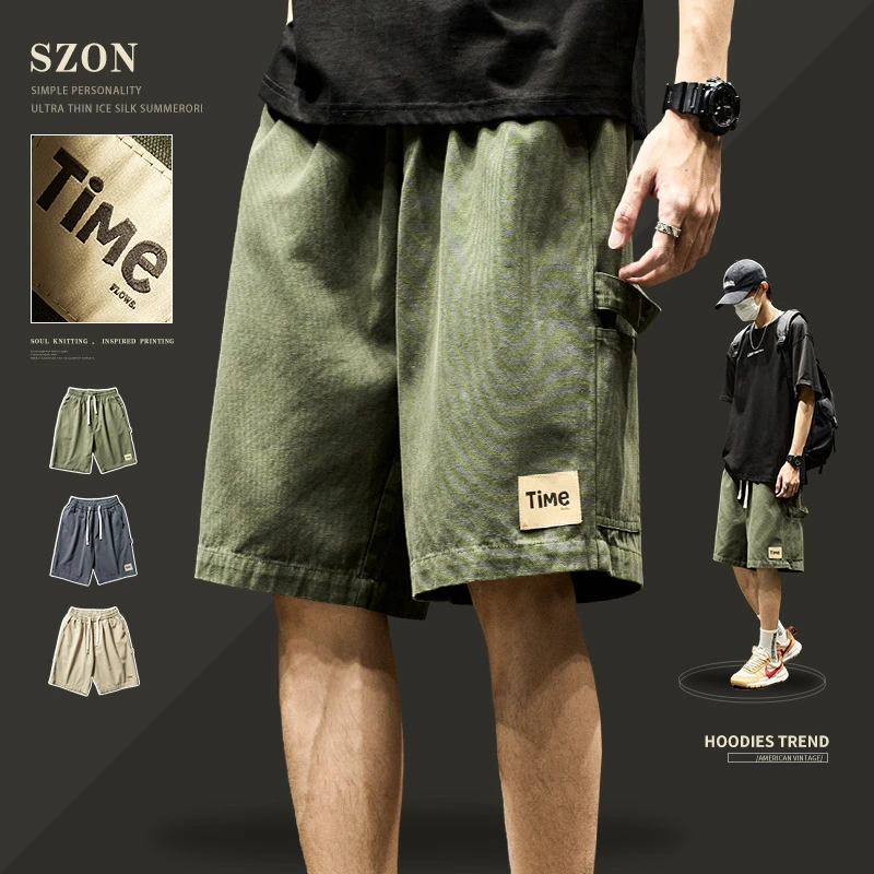 纯棉工装短裤男士夏季款宽松直筒五分裤男生痞帅美式潮牌休闲中裤