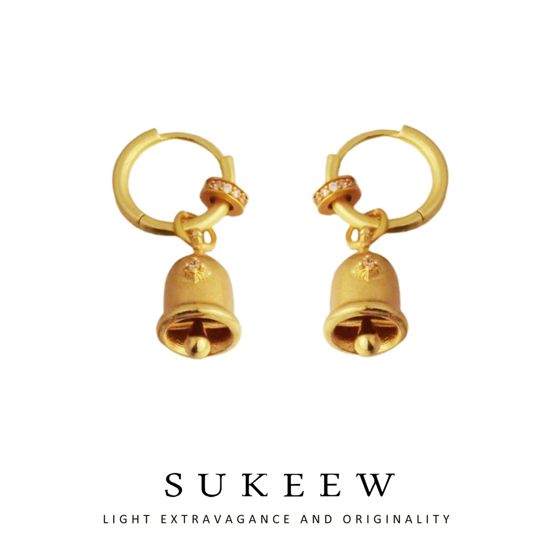 SUKEEW/酥可 镀k金 新中式气质铃铛百搭简约耳环214105