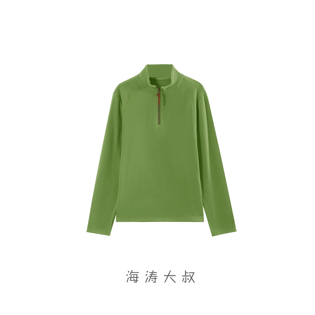 【海涛大叔】「修容打底」立体裁剪半拉链立领长袖卫衣衫