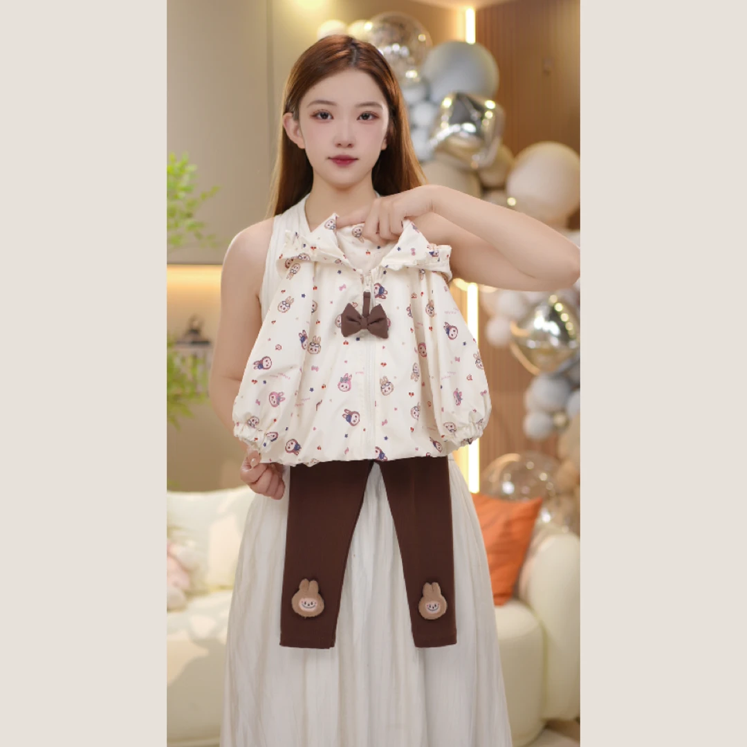[巧克抱抱]2025早秋款女童卡通洋气时尚立体爱心连帽休闲外套Q001