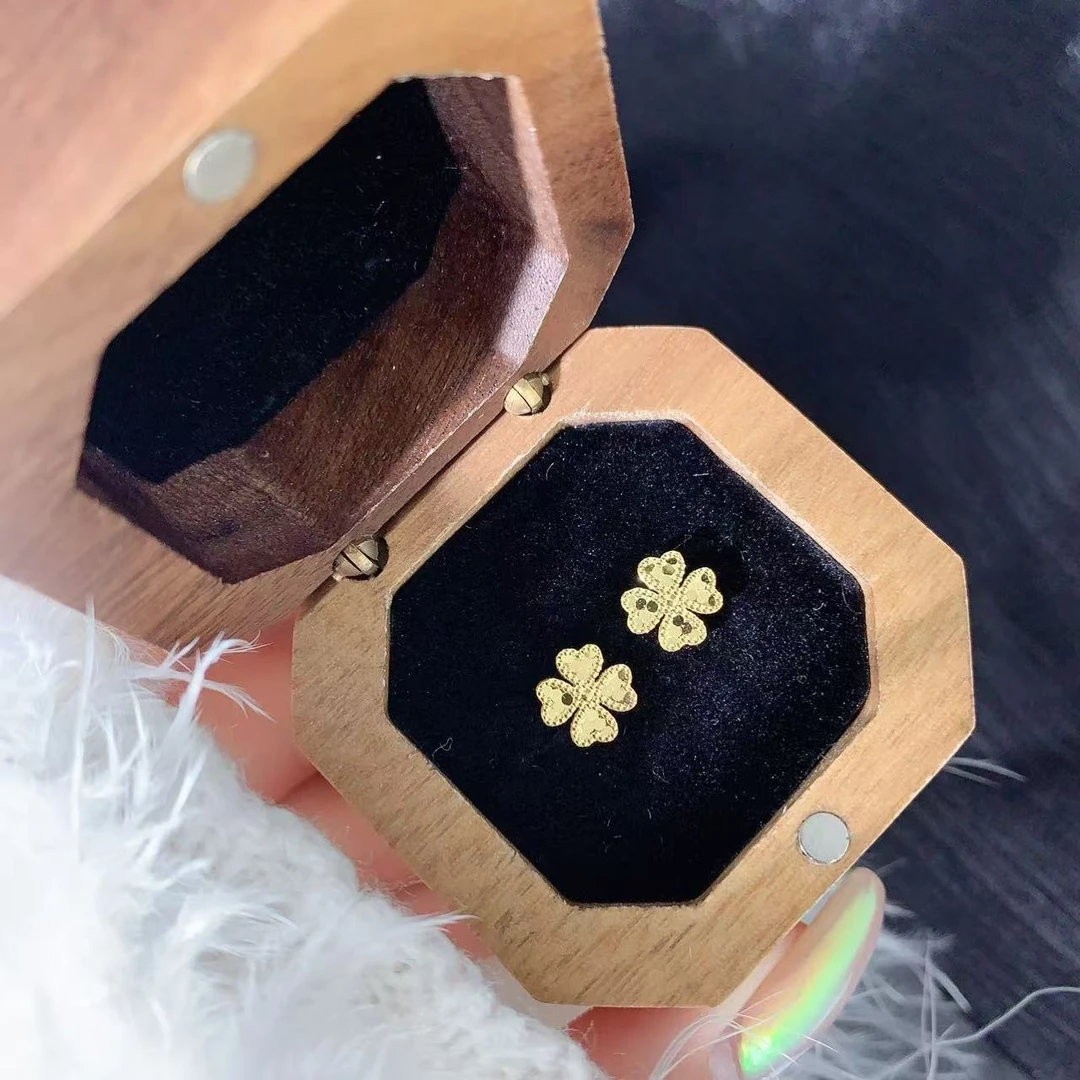 【伟新源】足金999 5G工艺 四叶草直针螺丝2.32克