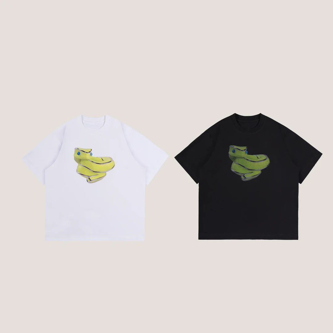 【张茂studio】夏季新款圆领印花图案宽松半袖时尚百搭男士休闲短袖