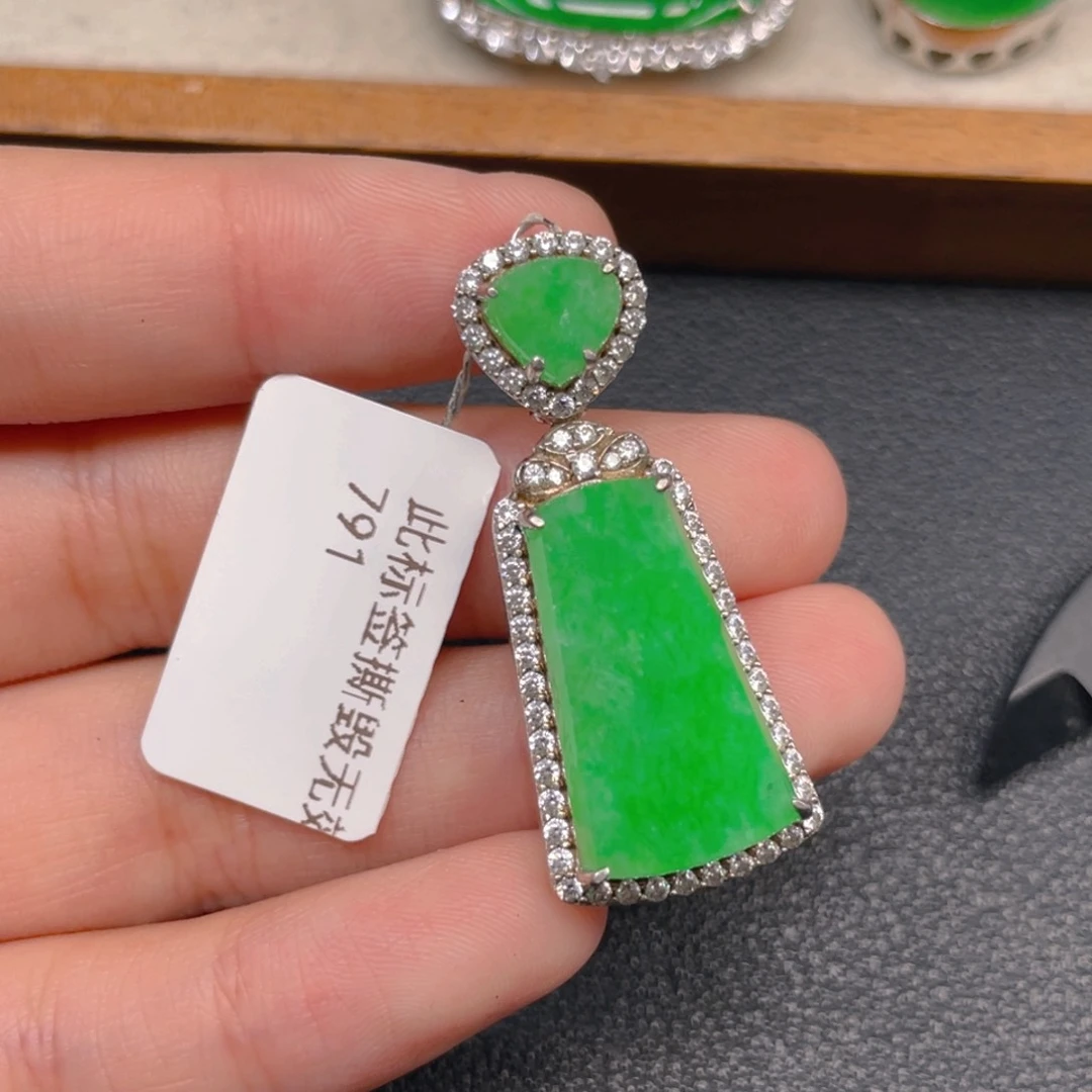 翡翠银S925镶嵌吊坠(不含链)b b b b