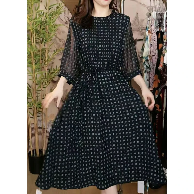 2025法式连衣裙女新款气质显瘦穿搭时尚洋气印花长裙Q2505