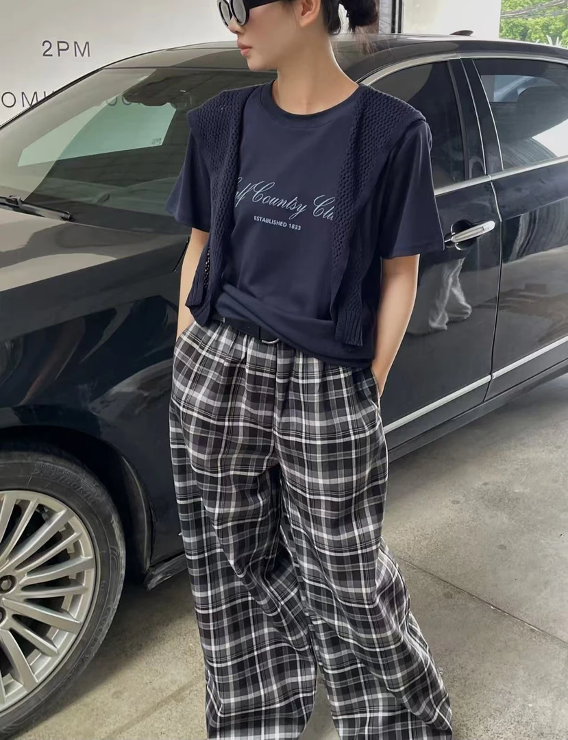 温柔瑶-键盘家秋款福利#韩版休闲简约字母短袖kc#2655