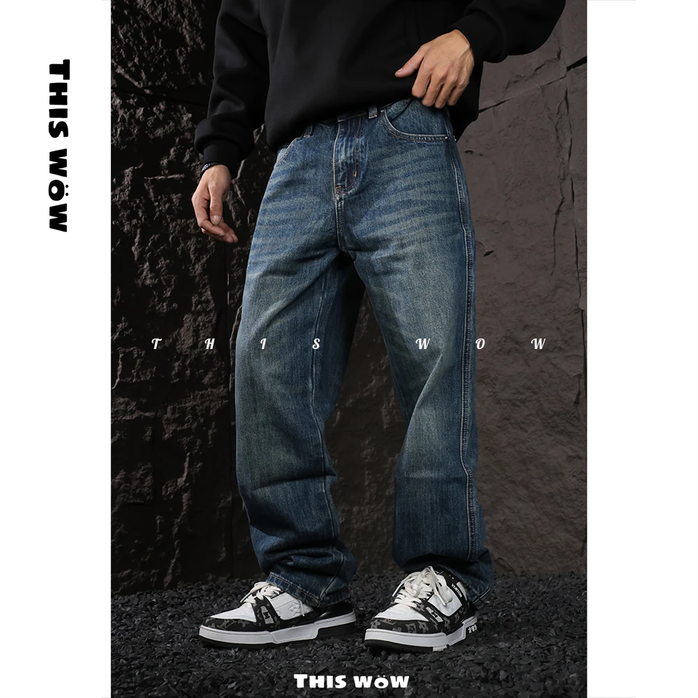 【美式猫须水洗直筒裤】THISWOW美式百搭休闲微宽松牛仔裤MN503