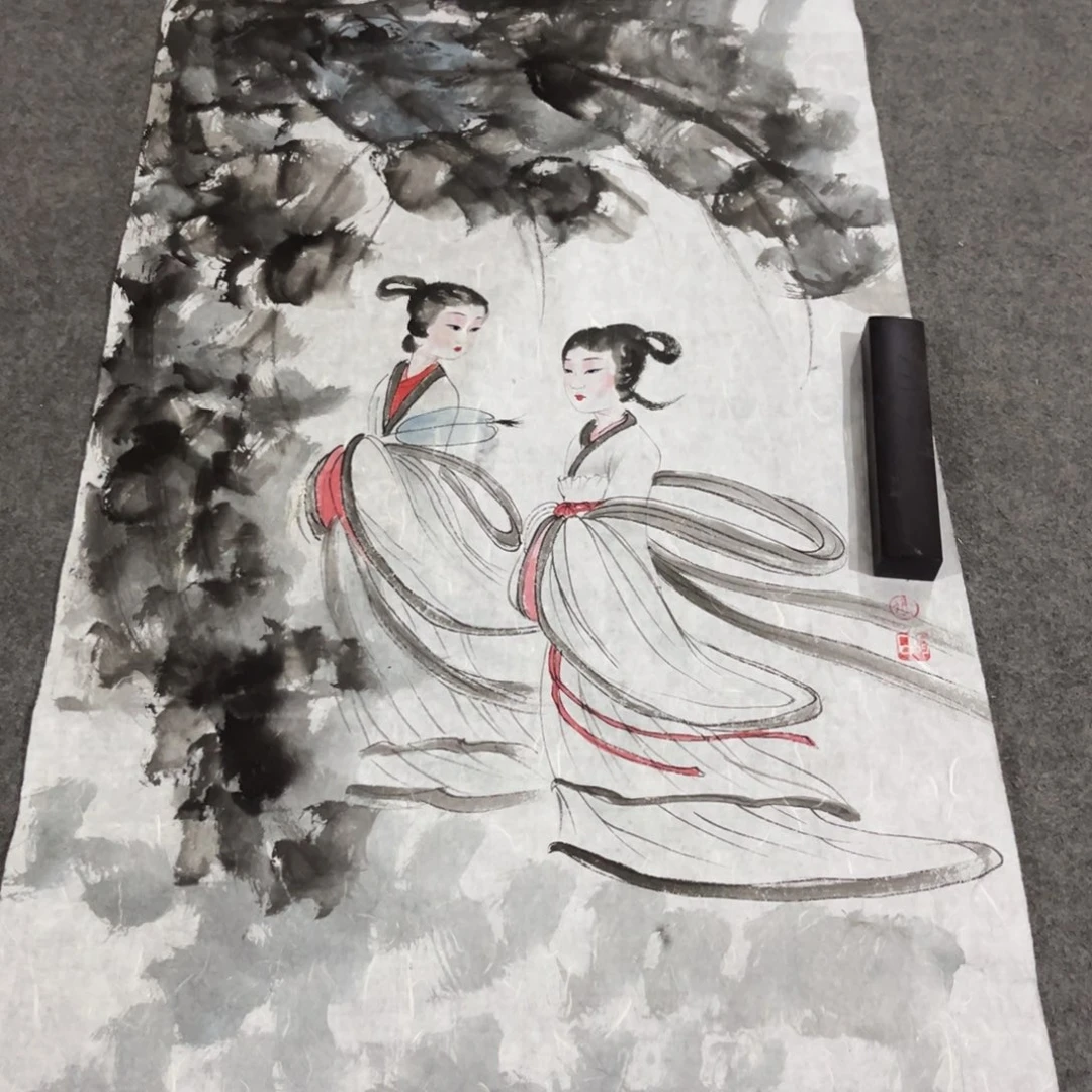 国画书法艺术作品多次绘画