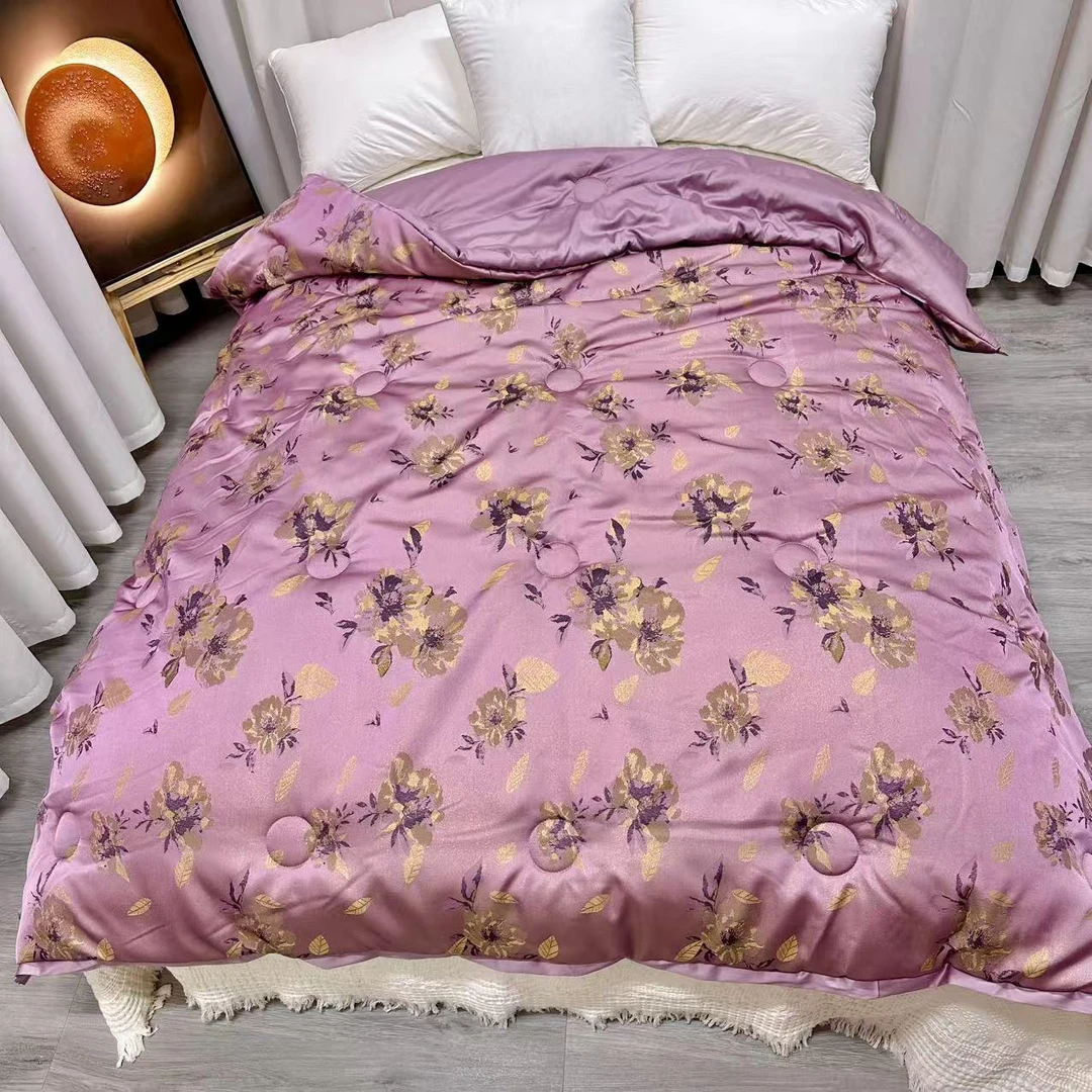 缕梦-粉紫色香云锦缎四季被2*2.3米（5.4斤左右）
