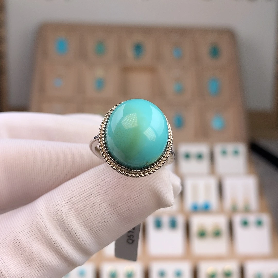 绿松石银S925镶嵌戒指