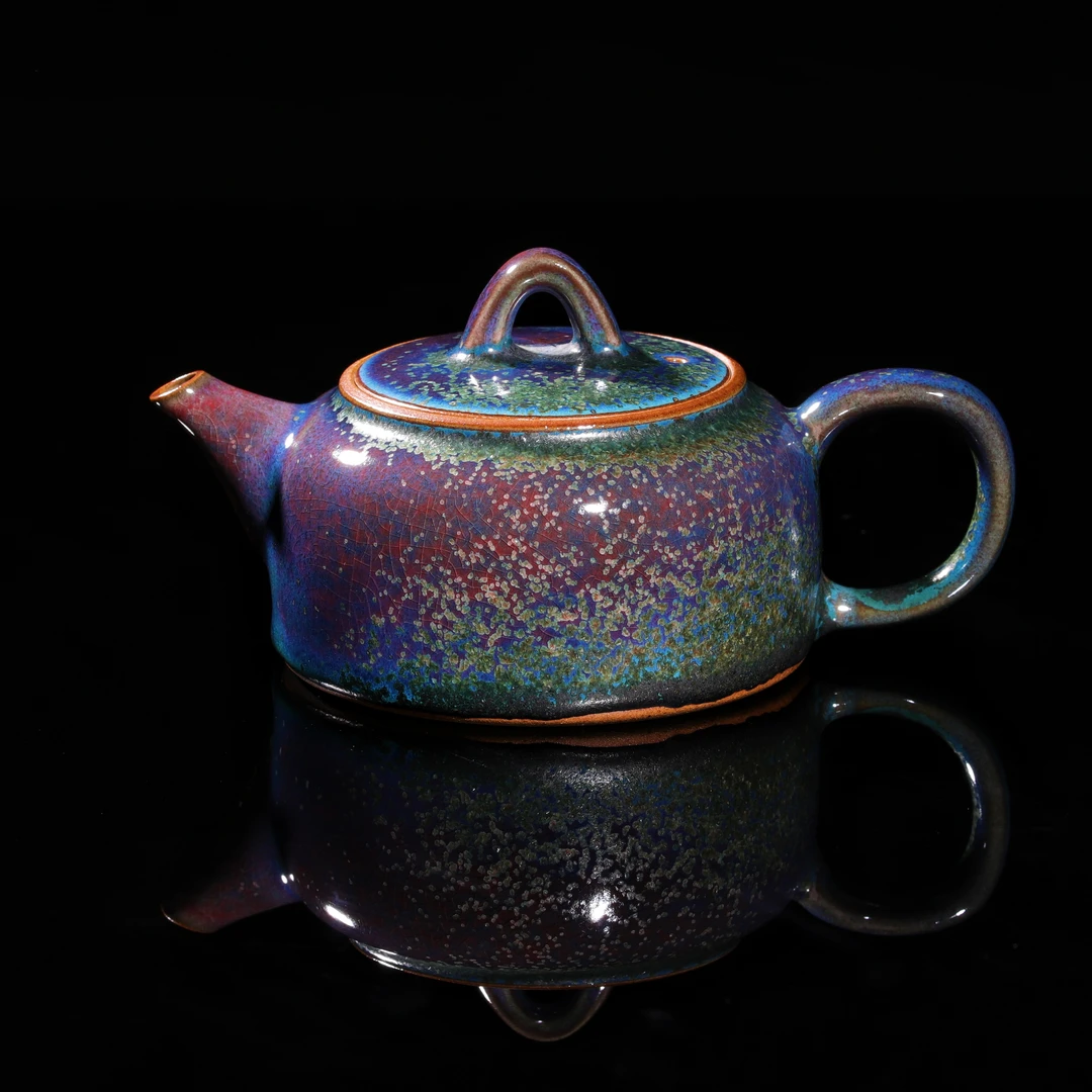 【孔家钧窑甄选——钧瓷茶器井栏壶】，原矿窑变钧瓷壶，大容量实用器