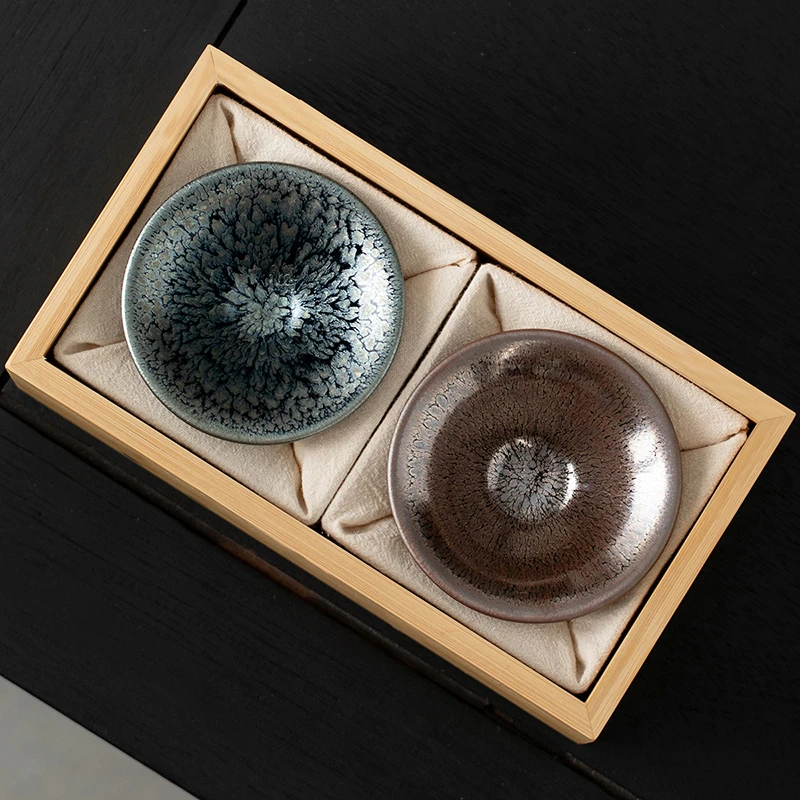唐丰宋蕴窑变建盏对杯礼盒套装家用高档大师主人杯泡茶具喝茶茶杯
