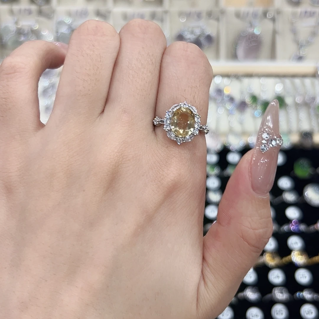 又***了黄晶戒指银S925镶嵌