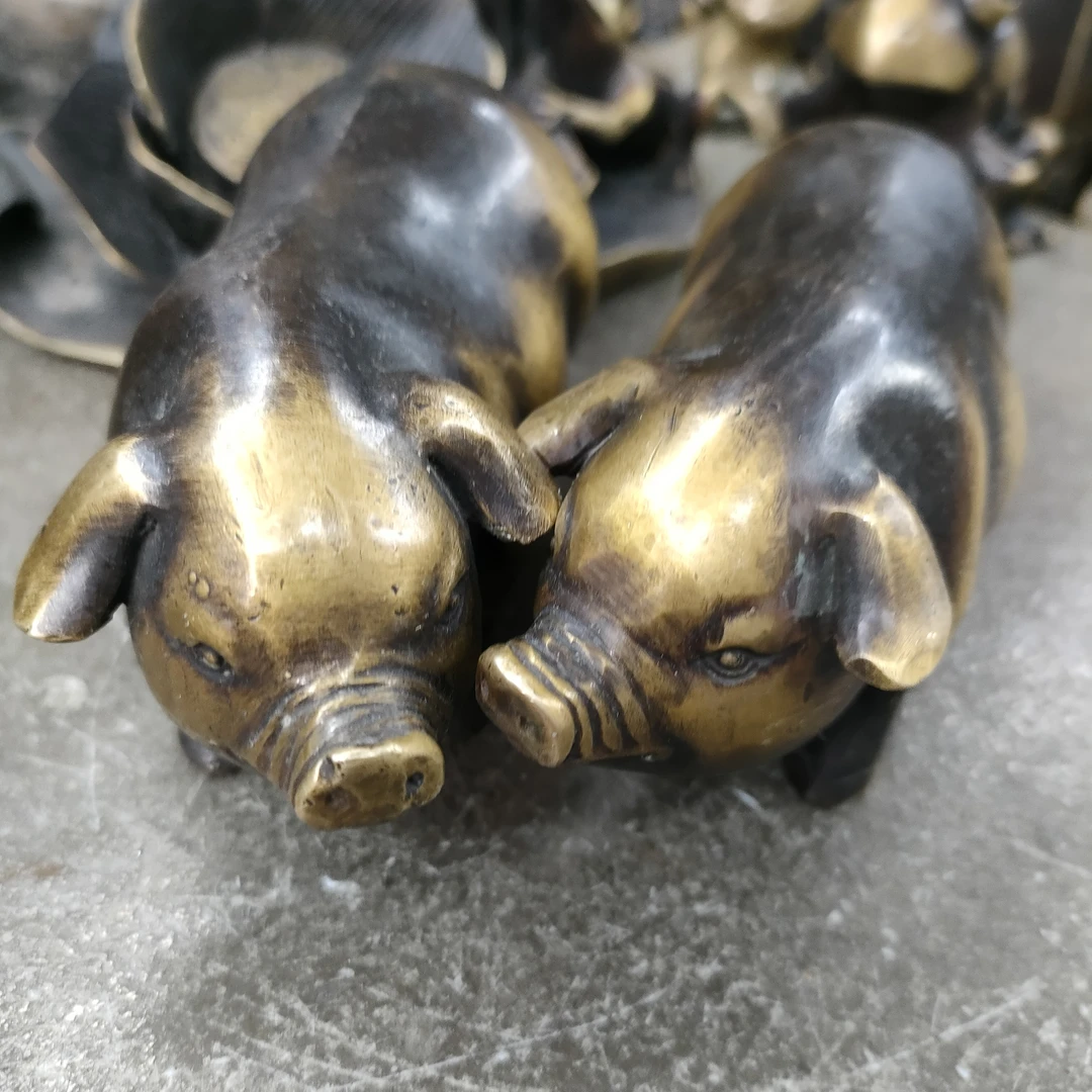 办公室茶几电视柜铜猪摆件