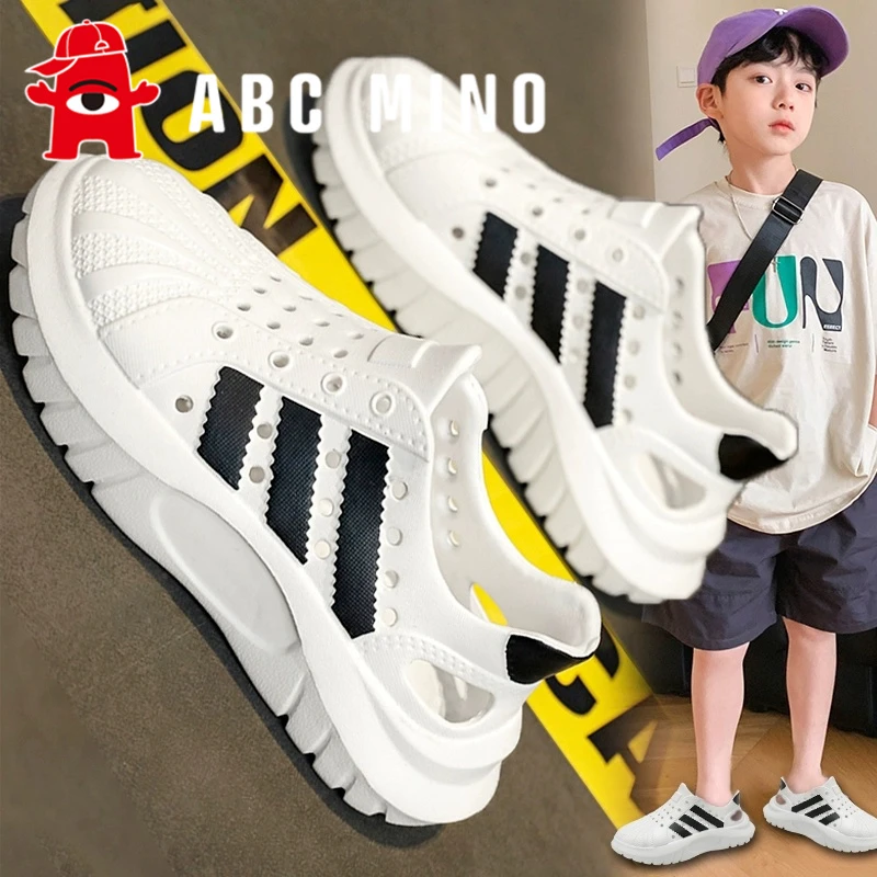 ABC MINO洞洞鞋男童2025款夏季外穿儿童凉鞋中大童防水防滑沙滩鞋