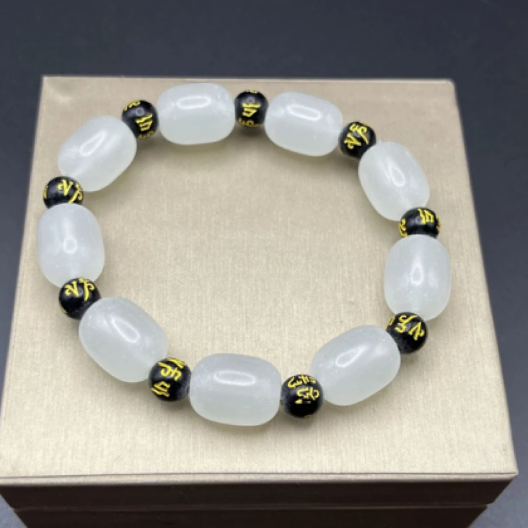 白色精美手工六字真言手串手链简约经典百搭