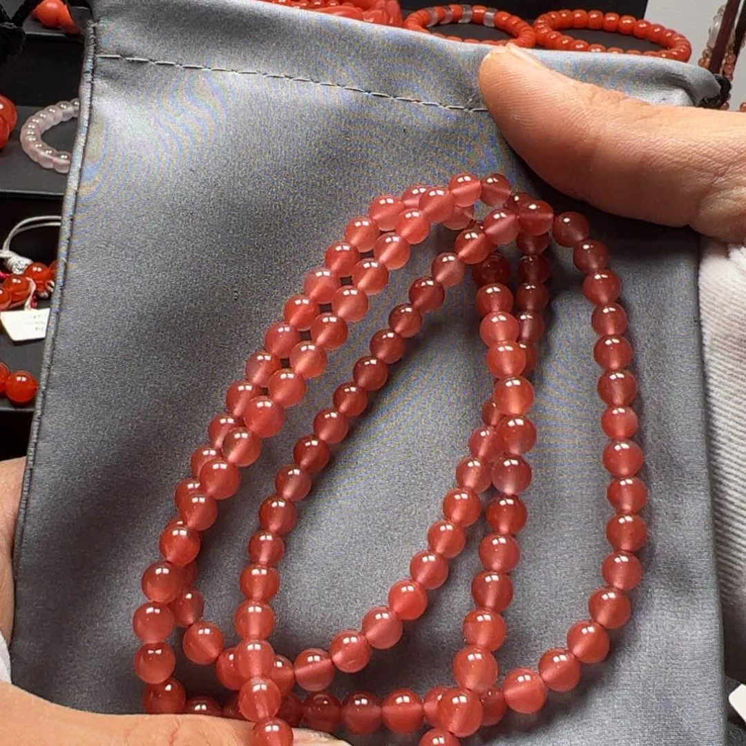 南红玛瑙圆珠冰粉多绕未镶嵌